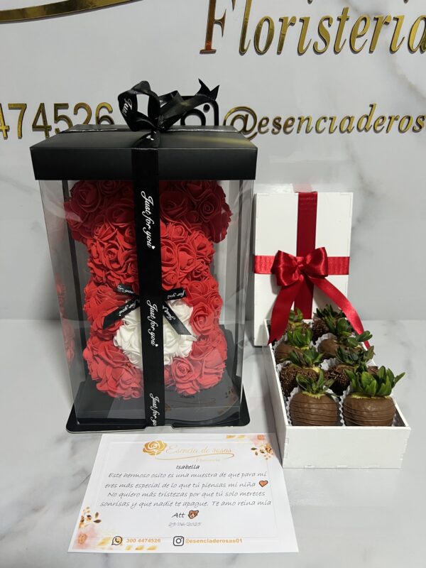 Combo Oso eterno + Fresas con chocolate 🍓🍫