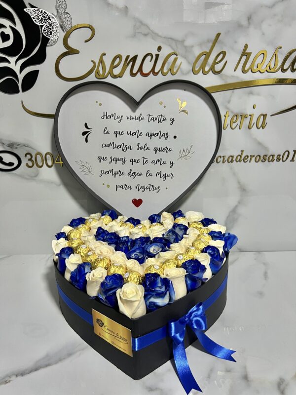 Caja premium Dos colores, flores y chocolates, mensaje personalizado! - Image 2